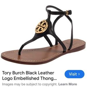 Tory burch black ankle strap (with gold logo) sandals